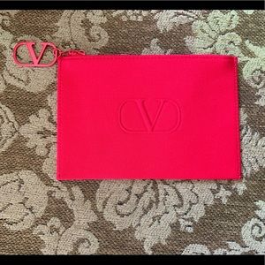 Valentino Red Cosmetics Pouch Zippered Travel Makeup Bag - New